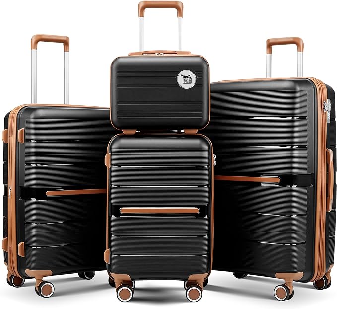 Campfun Luggage 4 Piece Sets, Expandable Carry On Luggage Set Hardshell PP by Campfun