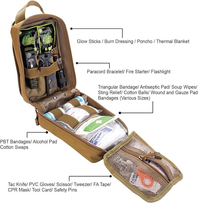 EVERLIT 250 Pieces Survival First Aid Kit IFAK EMT Molle Pouch Survival Kit - Image 2