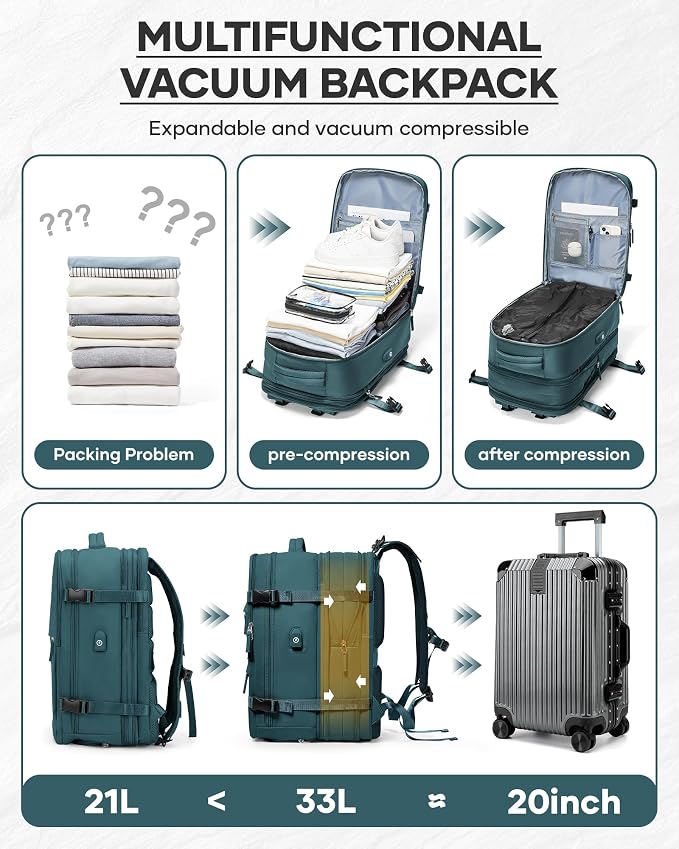 Vacuum Backpack With Vacuum Compression, Expanded Travel Laptop Backpacks - Image 3