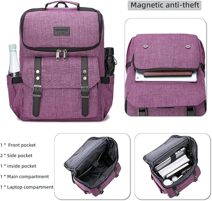 YALUNDISI Vintage Backpack Travel Laptop Backpack - Image 4