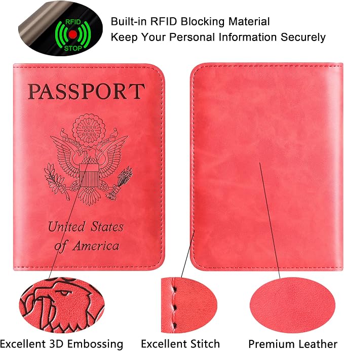 Passport Holder Cover Wallet Travel Essentials Leather Rfid Blocking Case - Image 5