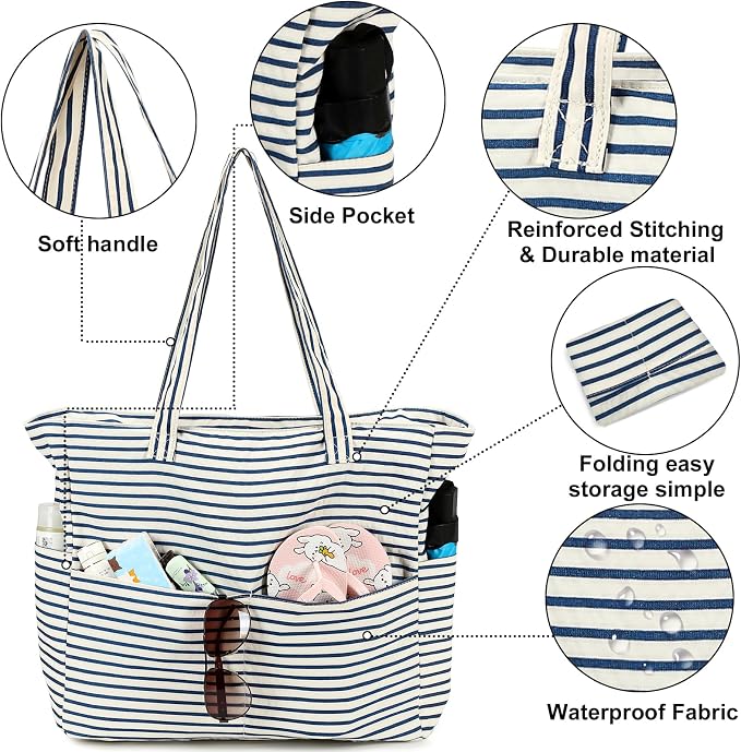 Beach Pool Bags Tote for Women Ladies Large Gym Tote Carry On Bag - Image 6