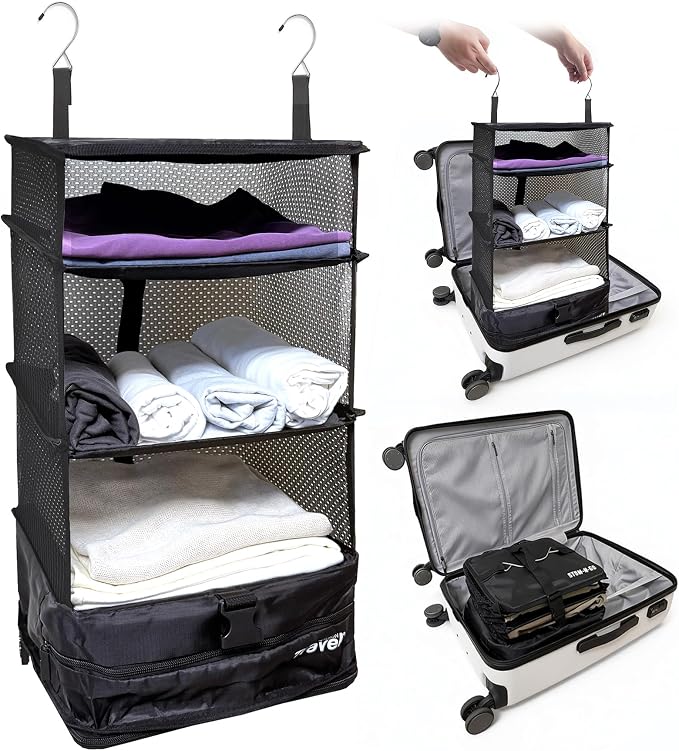 Grand Fusion Stow-N-Go Travel Luggage Organizer – Portable Hanging Travel by GrandFusion