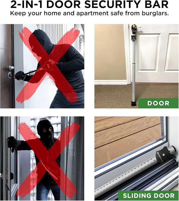 Guard Dog Security Adjustable Sliding Door Security Bar, Door Jammer 2-in-1 - Image 5