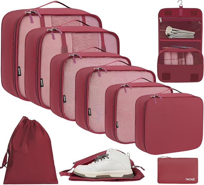 BAGAIL 6 Set/8 Set/10 Set Packing Cubes Various Sizes Packing Organizer by BAGAIL