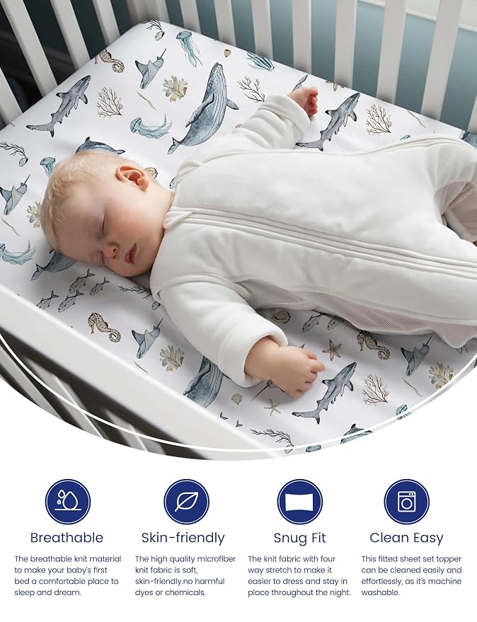 TotAha Premium Soft Pack n Play Sheets, Super Stretchy Jersey Knit Mini Crib - Image 2