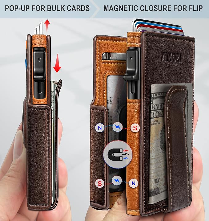 Airtag Wallet for Men, with Money Clip 10 Cards Metal Case Smart Slim Pop Up - Image 3