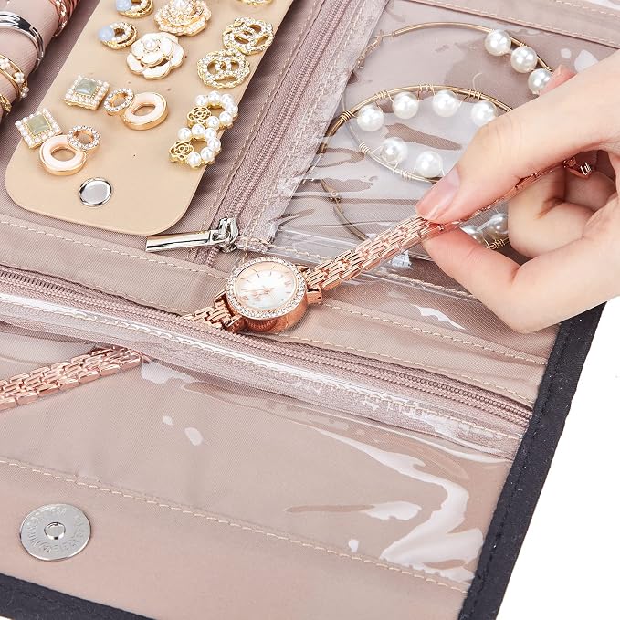 BELALIFE Travel Jewelry Case Organizer, Medium Foldable Storage Roll - Image 7