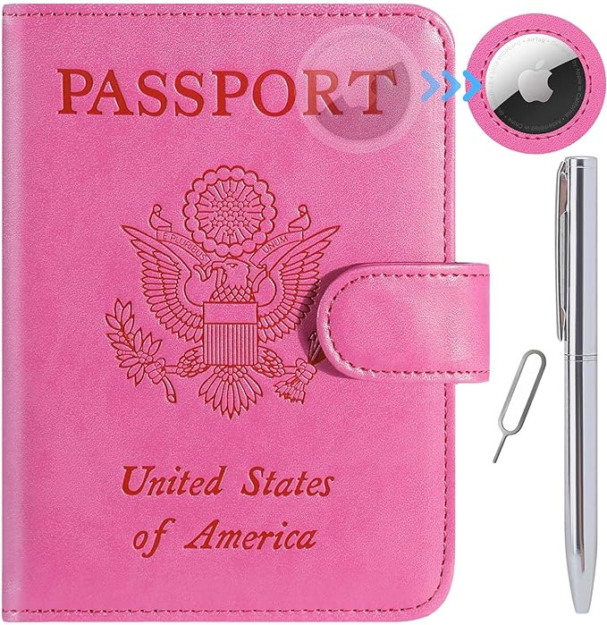 Airtag Passport Holder Cover Wallet RFID Blocking Leather Case Travel by PASCACOO