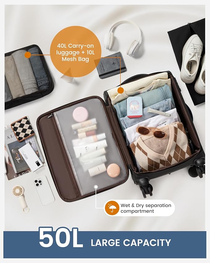 Carry On Luggage 22x14x9 Airline Approved, 22-Inch Suitcases - Image 5