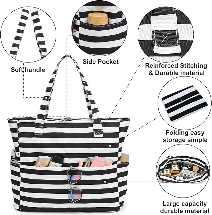 Beach Pool Bags Tote for Women Ladies Large Gym Tote Carry On Bag - Image 9