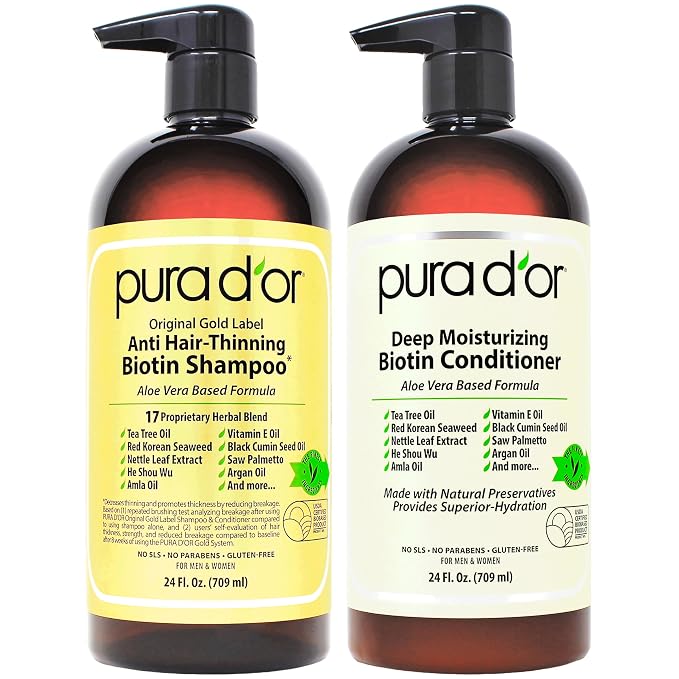 PURA D'OR Anti-Thinning Biotin Shampoo & Deep Moisturizing Conditioner Original by PURADOR