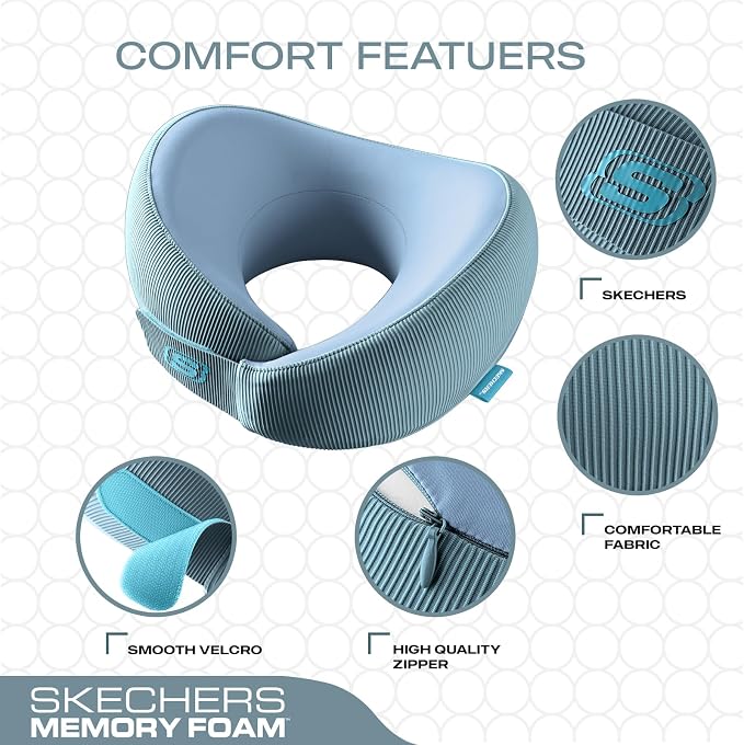 Skechers Women's Memory Foam Neck Pillow, Comfortable & Breathable Travel Pillow - Image 3