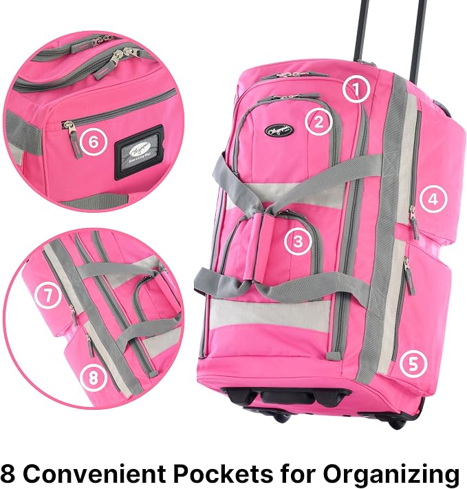 Olympia U.S.A. 22 inch Carry On 8 Pockets Wheeled Rolling Duffel Bag Water - Image 2