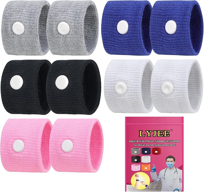 LYJEE 5 Pairs Motion Sickness Bands, Nausea Wristbands by LYJEEMotionSicknessBands