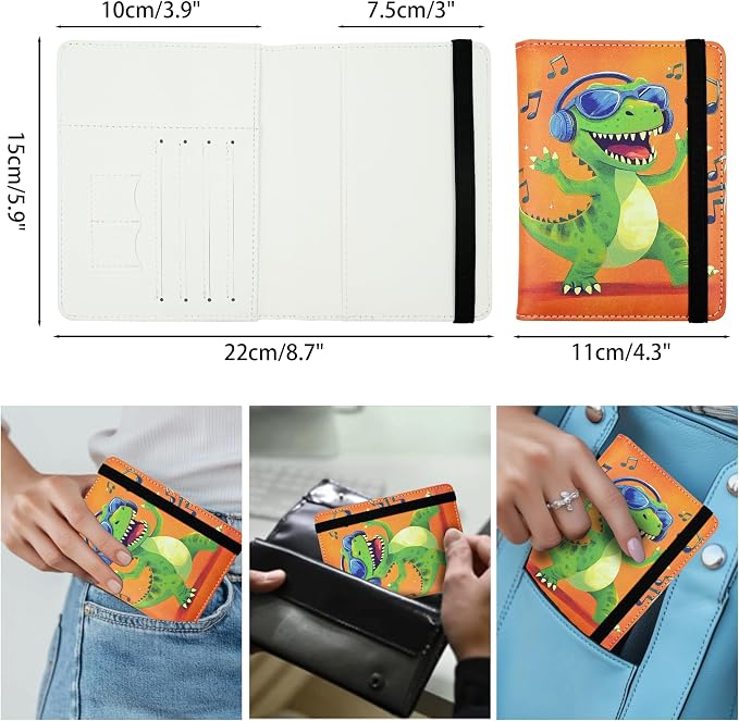 Dinosaur Passport Holder for Women and Men PU Leather Passport Cover for Travel - Image 5