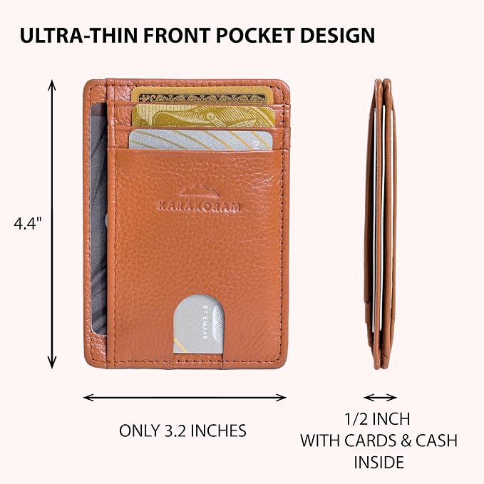 KARAKORAM Vertical Handcrafted Premium Leather Front Pocket Credit Card Holder - Image 5