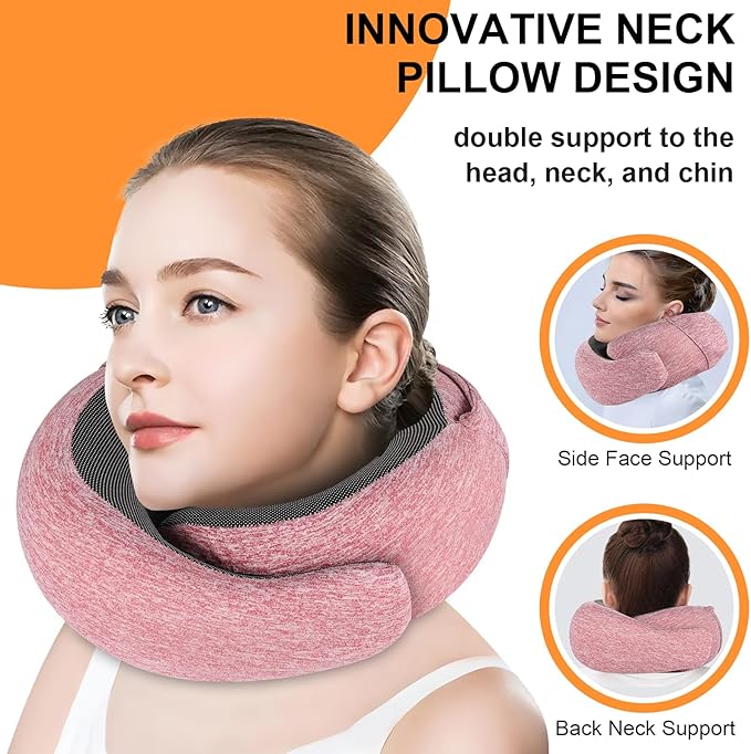Travel Pillow - Hooded Neck Pillow Airplane Memory Foam Filling - Image 4
