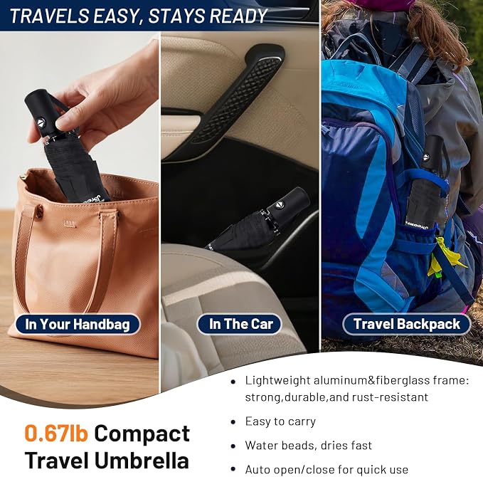 SY COMPACT Travel Umbrella Windproof Automatic Umbrellas Small Compact UV Sun - Image 8