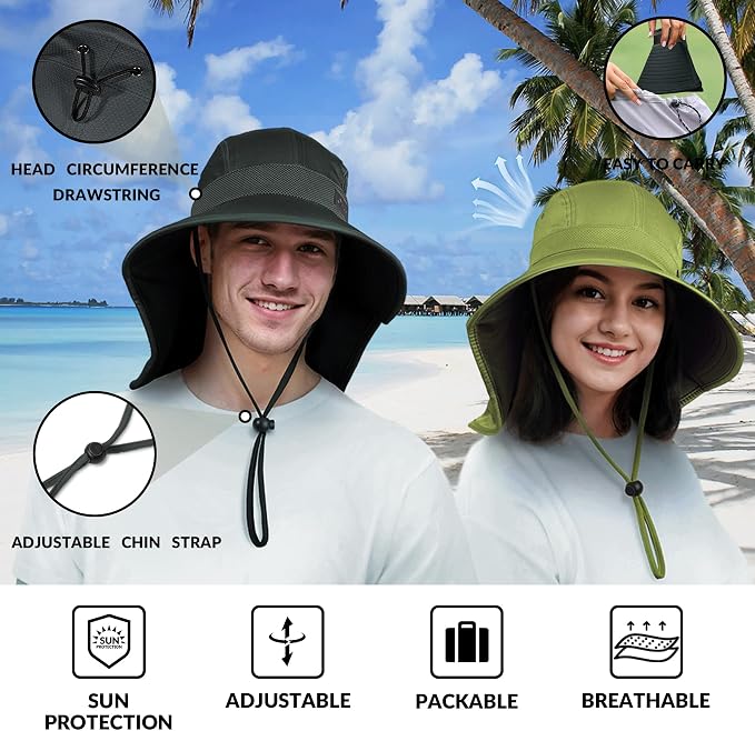 Sukeen Cooling Sun Hat for Men Women UPF50+ Wide Brim Fishing Hat - Image 5