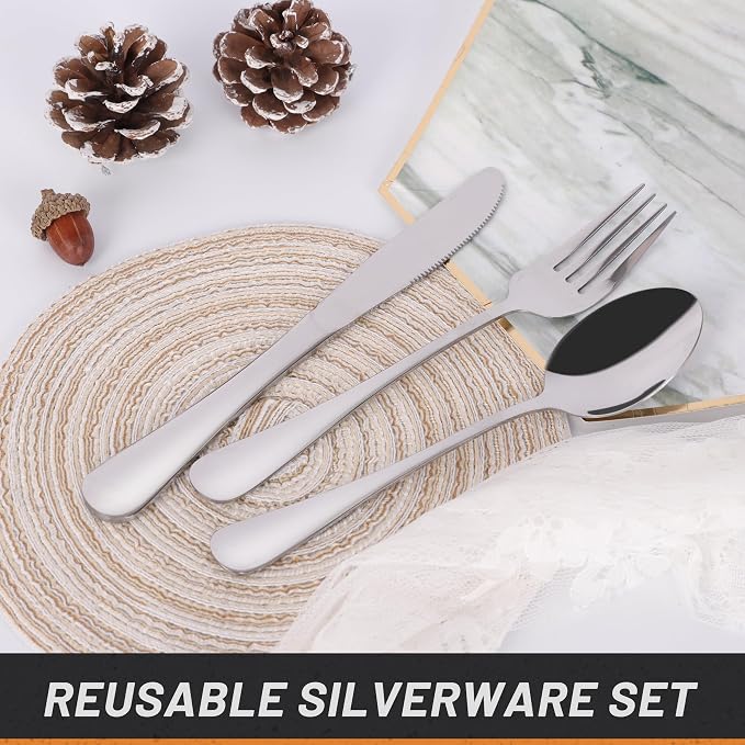 4 Picec Travel Utensils Camping utensils Travel Silverware Set - Image 4