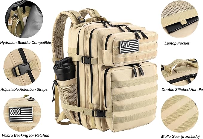 LHI Military Tactical Backpack for Men and Women 45L Army 3 Days Assault Pack - Image 4