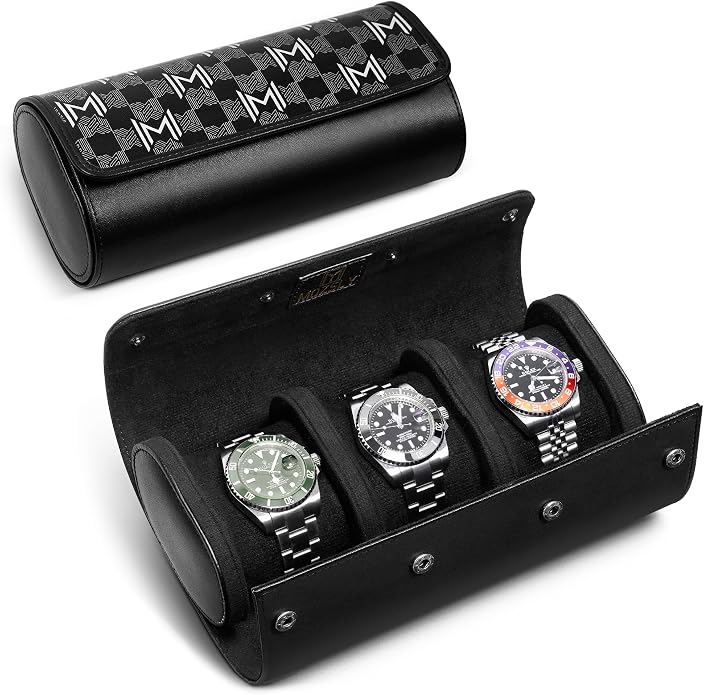 MOZSLY Watch Roll Travel Case 3 Slots Portable Watches Box Organizer Storage by MOZSLY