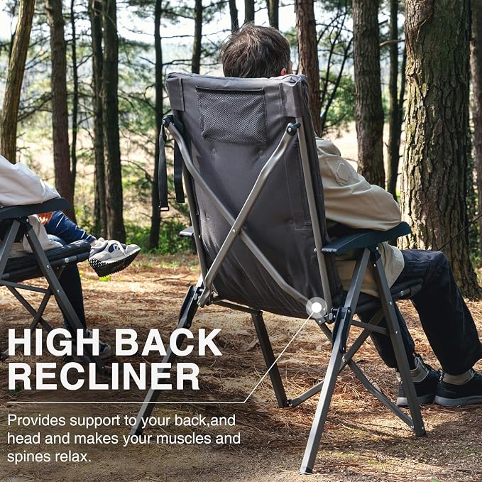 EVER ADVANCED Folding Camping Recliner Chair Fully Padded - Image 6