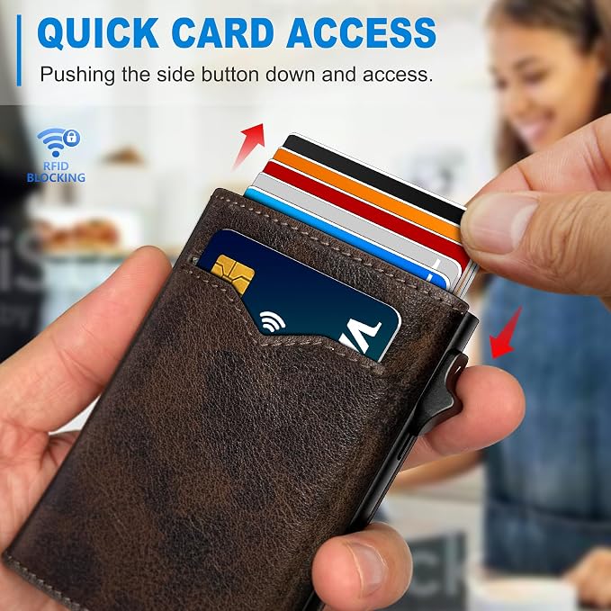 Wallet for Men, with Cash Pocket 2 ID Window 9-13 Cards, Metal Case Smart Slim - Image 5