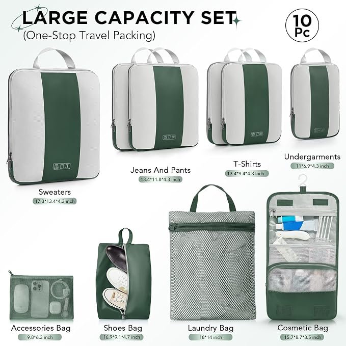 10 Set Compression Packing Cubes - Image 2