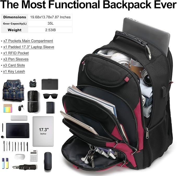 Boavan Laptop Backpack for men, 17.3 inch Laptop Bag - Image 5
