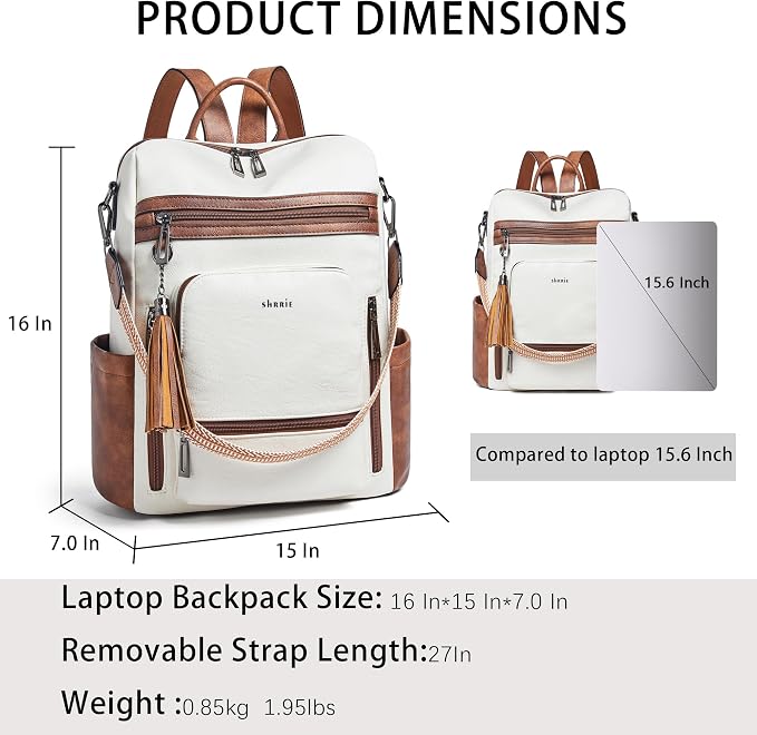Shrrie Vegan Leather Laptop Backpack - Image 3