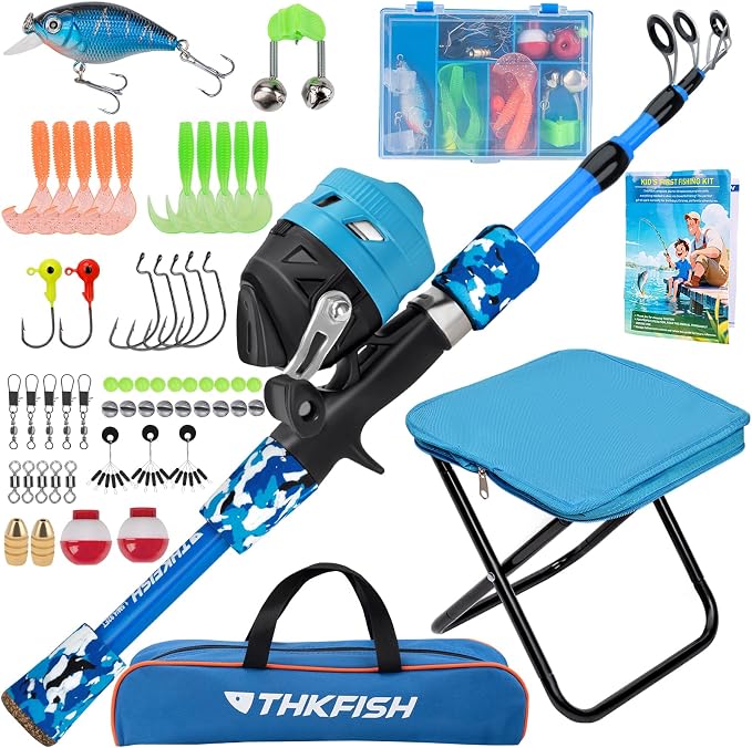 Kids Fishing Pole Set, Telescopic Fishing Rod Reel Combo Kids Starter Kit by THKFISH