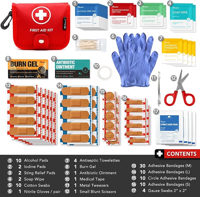 Small First Aid Kit, 100 Pieces Water-Resistant Well Organzied Pouch - Image 3