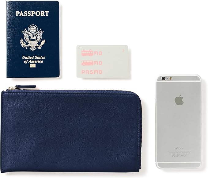 Leatherology Navy Blue Slim Zip Travel Wallet - Image 5
