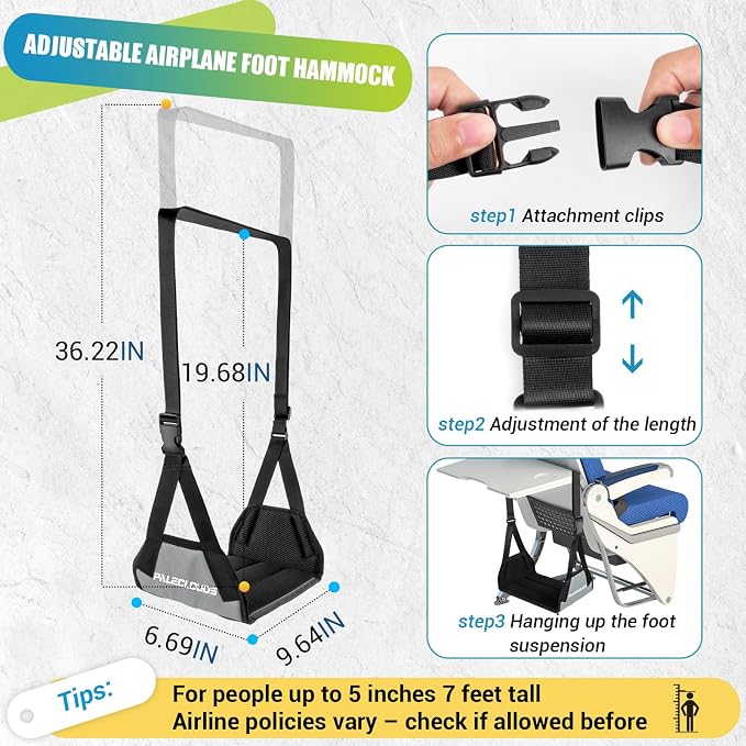 Foot Hammock for Plane Travel, No Collapse Thickened Bamboo Airplane Foot Rest - Image 3