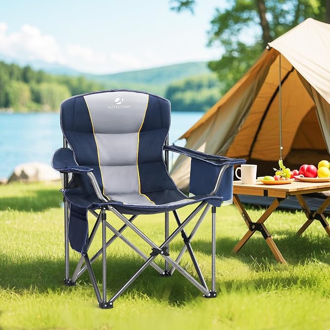 HIGH POINT SPORTS Oversized Portable Camping Folding Chair, Heavy Duty Portable - Image 2