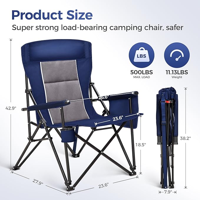 ALPHA CAMP Heavy Duty High Back Camping Chairs - Image 2