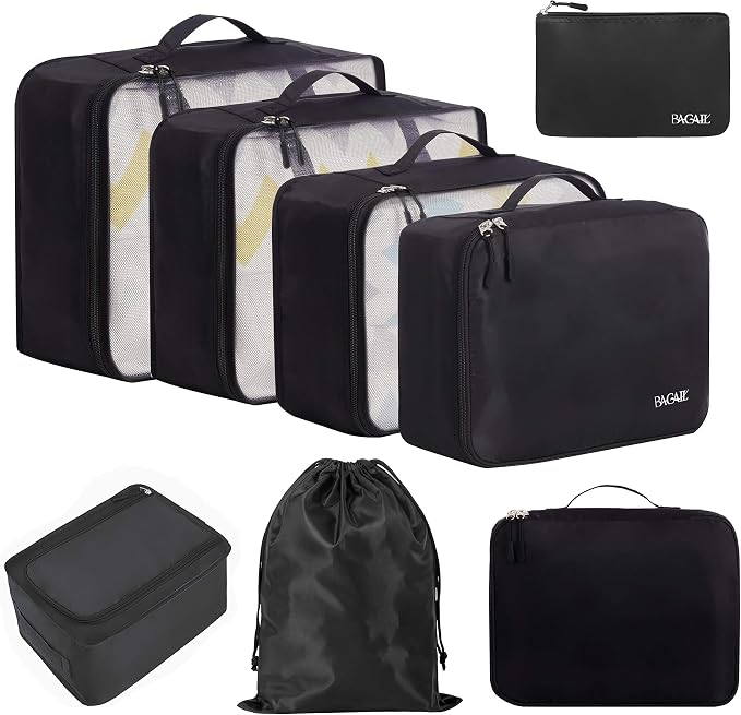 BAGAIL 8 Set Packing Cubes Luggage Packing Organizers by BAGAIL