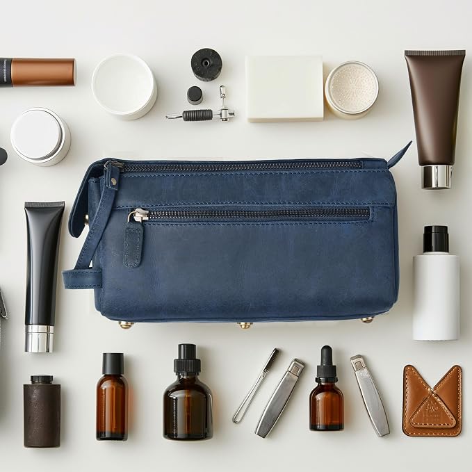 LEATHER VILLAGE Premium Leather Travel Toiletry Bag - Image 6