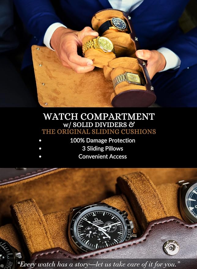 Watch Travel Case for Men Watch Roll for Travel Organizer and Display Watch Case - Image 3
