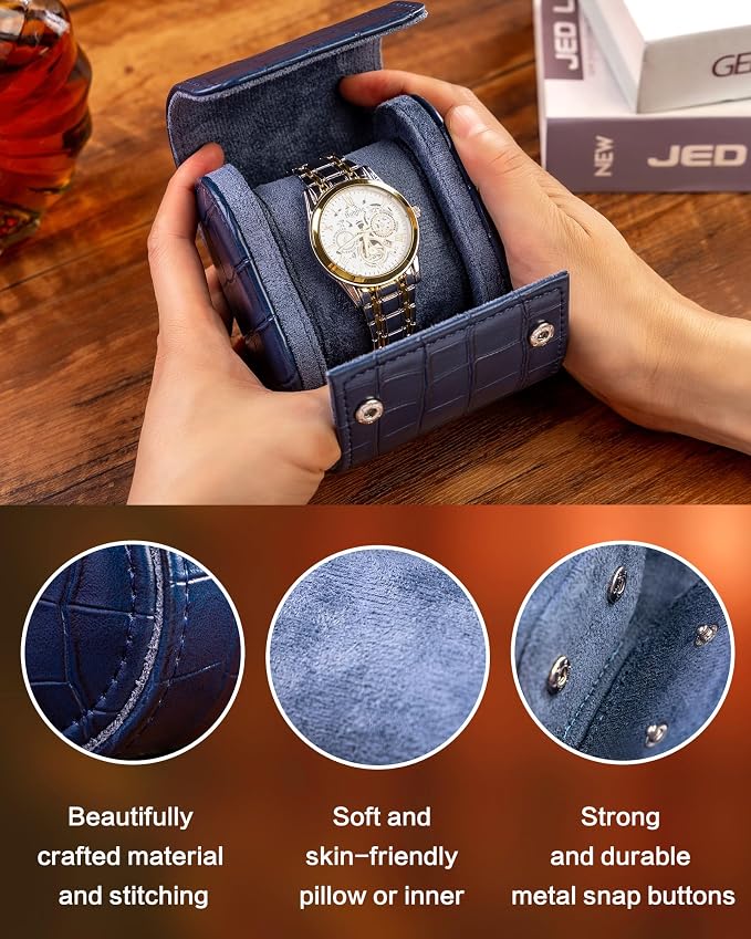 MR.OKAY Single Watch Travel Case-Classic Leather Watch Case - Image 5