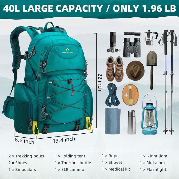 Maelstrom Hiking Backpack, 40L Waterproof Camping Backpack, Men Women Packable - Image 2