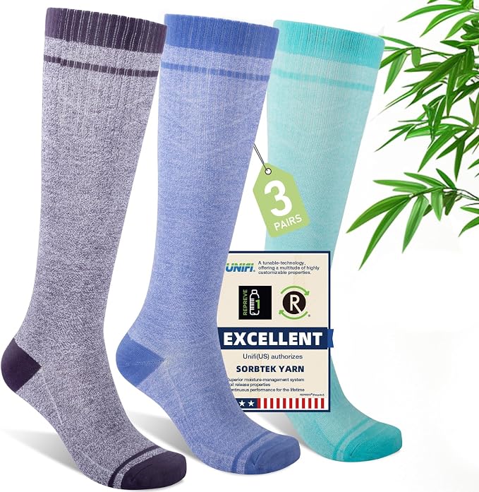 Mens Compression Socks for Men Women, 15-20 mmHg Bamboo Viscose Knee High Soft by Unknown