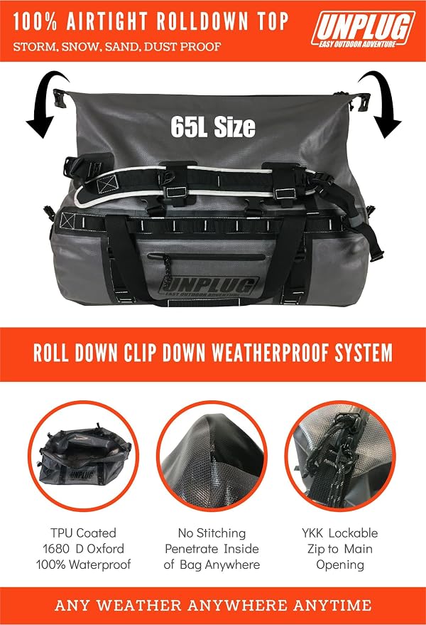 UNPLUG Waterproof Bags for Travel -1680D Heavy Duty Waterproof Duffel Bag for - Image 3