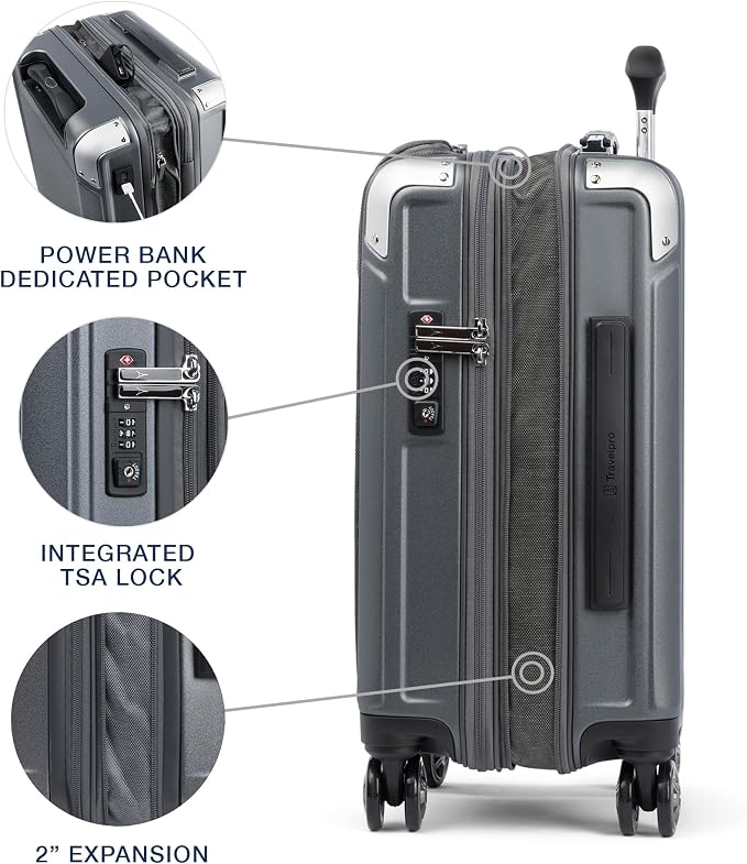 Travelpro Platinum Elite Hardside Expandable Carry on Luggage, 8 Wheel Spinner - Image 3