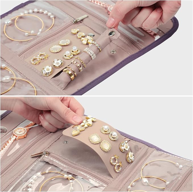 BELALIFE Travel Jewelry Case Organizer, Foldable Storage Roll - Image 3