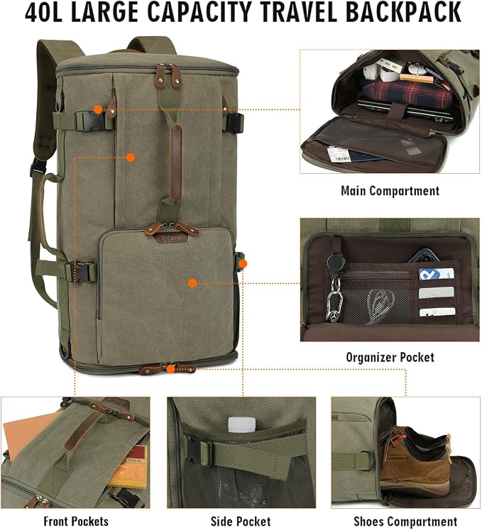 G-FAVOR Travel Backpack for Men, 40L Flight Approved Carry On Backpack - Image 2