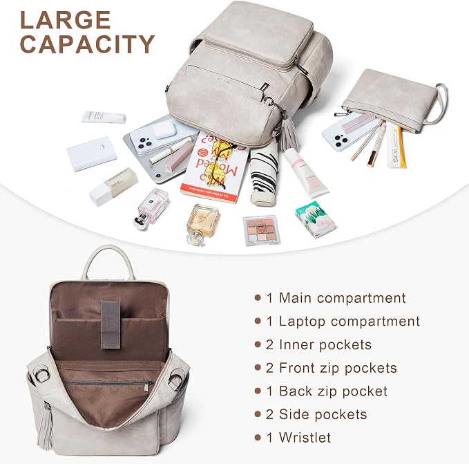 Shrrie Vegan Leather Laptop Backpack - Image 3