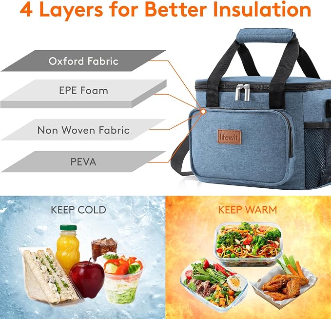 Lifewit Medium Lunch Bag Insulated Lunch Box Soft Cooler Cooling Tote - Image 2